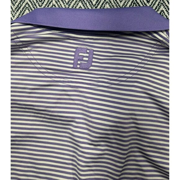 FootJoy FJ Men's Purple & White Striped Polo Shirt Size L - Picture 7 of 7